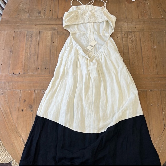 MAEVE ANTHROPOLOGIE COLOR BLOCK LINEN BUTTON FRONT OPEN  BACK MIDI DRESS SMALL - Picture 8 of 13